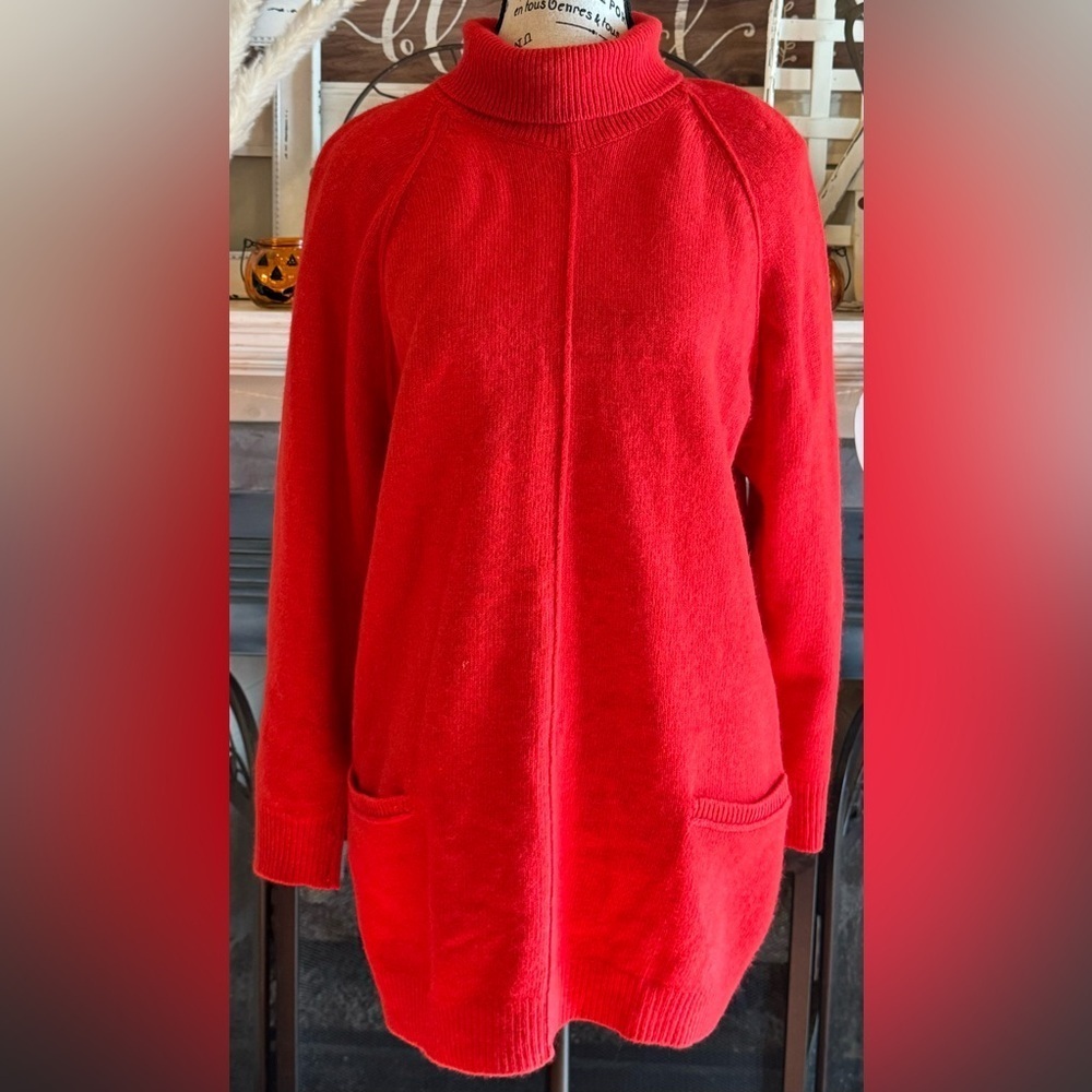 Adrienne Vittadini Holiday Red Sweater Women’s Medium Large Angora Lambswool